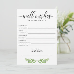 Carte Un Mariage de verdure minimal et des souhaits et c