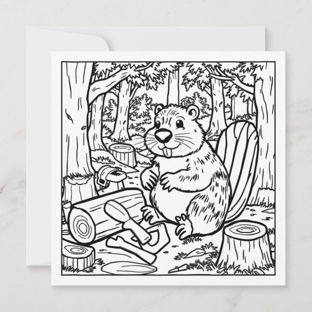 Carte Un mignon castor dans les bois (Devant)