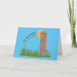 Carte Un mignon chien de prairie reniflant la caricature