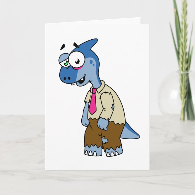 Carte Un Parasaurolophus Caricaturé En Zombie. (Devant)