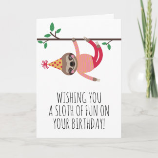 Carte Un parfum amusant rose Sloth Anniversaire
