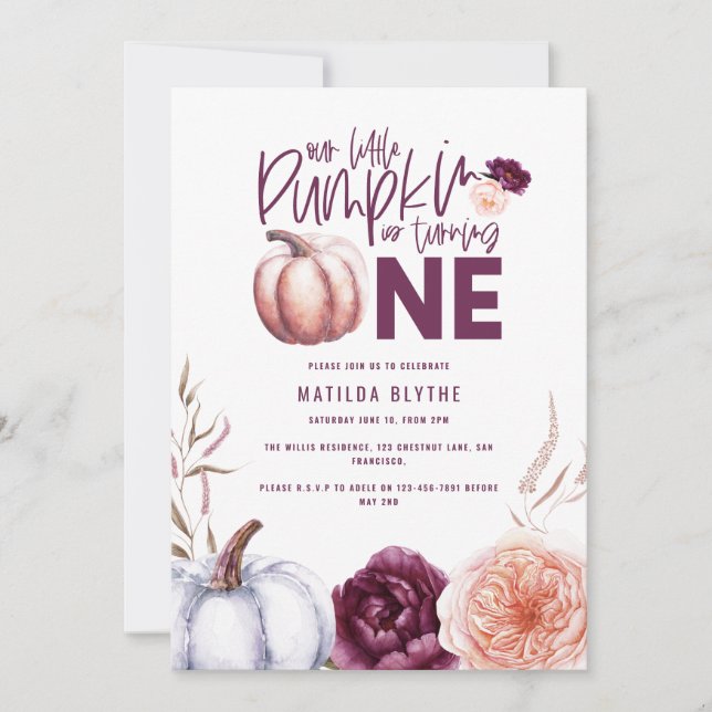 Carte Un petit automne citrouille 1er anniversaire (Devant)