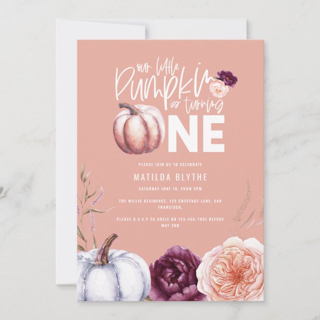 Carte Un petit automne citrouille 1er anniversaire (Devant)