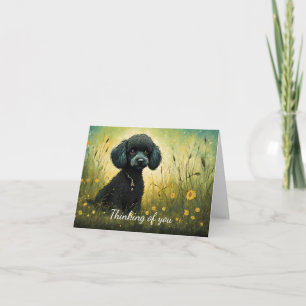 Carte Un Petit Poodle Dans La prairie Qui Pense À Vous
