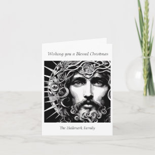 Carte Un portrait de Jésus de Noël en grâce gravée