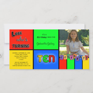 Carte Un regard coloré qui tourne 10 Anniversaire Invita