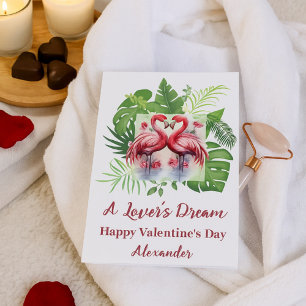 Carte Un rêve d'amoureux Flamant rose romantique Saint-V