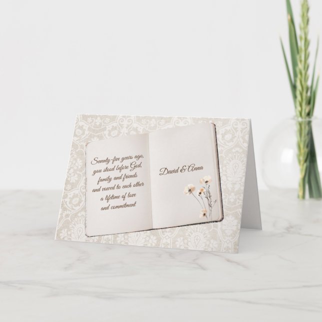 Carte Un Scrapbook Sur Damask Pour Le 75E Anniversaire (Devant)