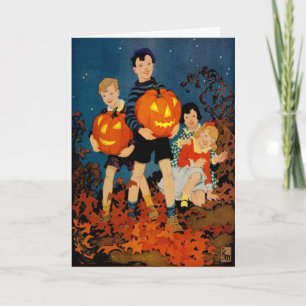 CARTE "UN SPECTACLE DE NUIT ÉFFRAYANT"HALLOWEEN VINTAGE