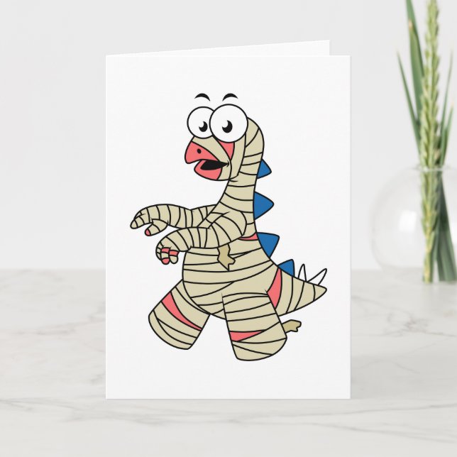 Carte Un Stegosaurus Caricature Habillé Comme Une Maman. (Devant)