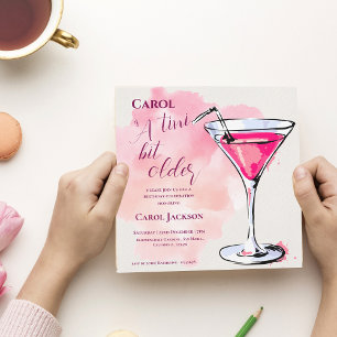 Carte Un Tini Un Peu Plus Ancien Cocktail Rose Invitatio