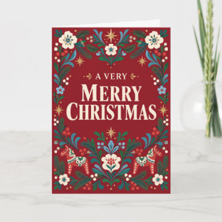 Carte Un très joyeux Noël Art populaire scandinave
