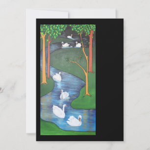 Carte Un troupeau de sept cygnes-une natation