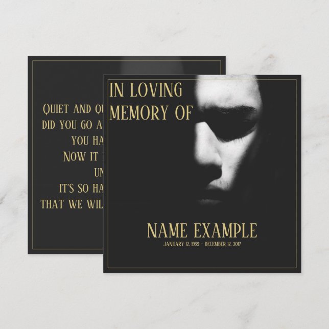 Carte Un visage endormi à mi-ombre (Devant / Derrière)