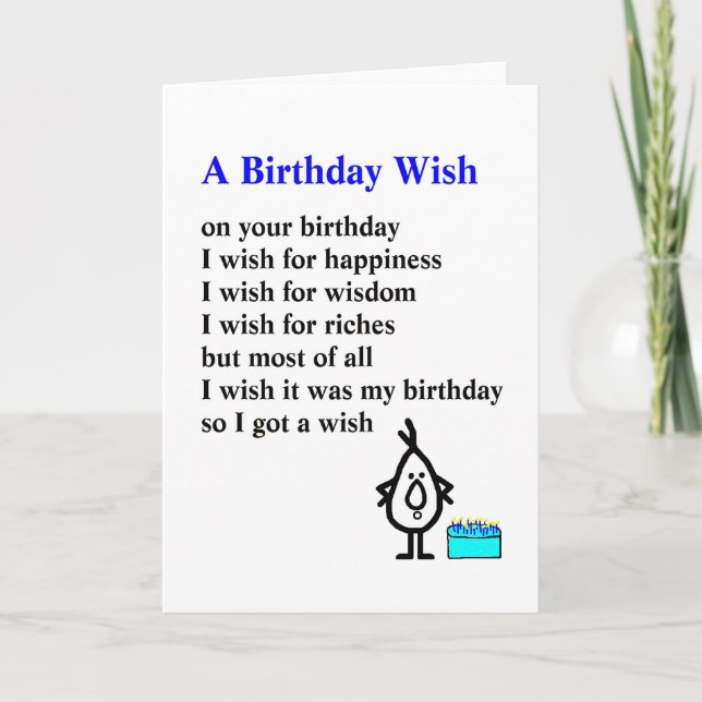 Carte Un voeu d'anniversaire - un poème d'anniversaire a (Devant)