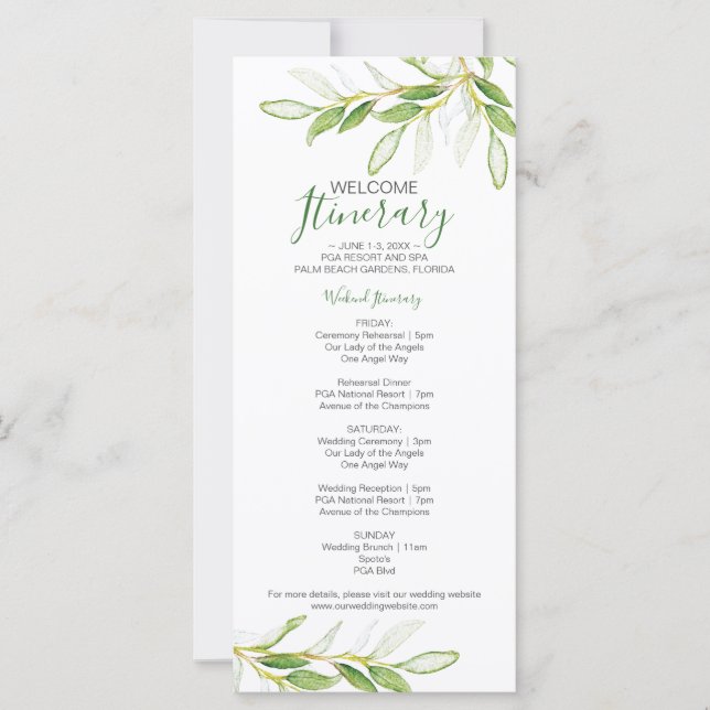 Carte Un week-end Mariage verdoyant pour les clients (Devant)