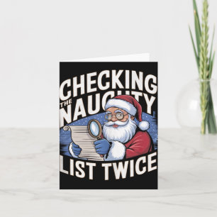Carte Un Xmas Plaisant Père Noël Vérifie La Liste Des Mé