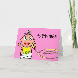 Carte Una Niña d'es ! Félicitations sur le bébé,
