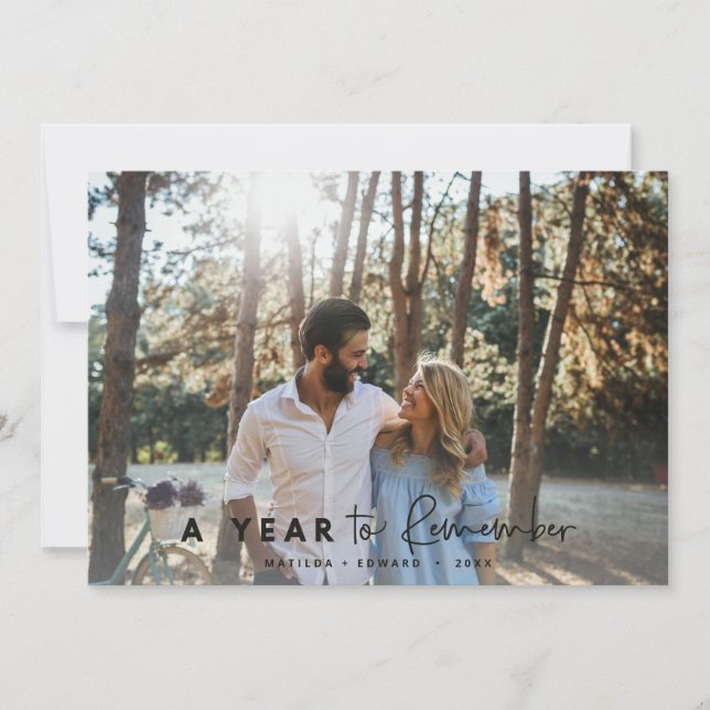 Carte Une année pour se souvenir d'une photo minimale mo (Devant)