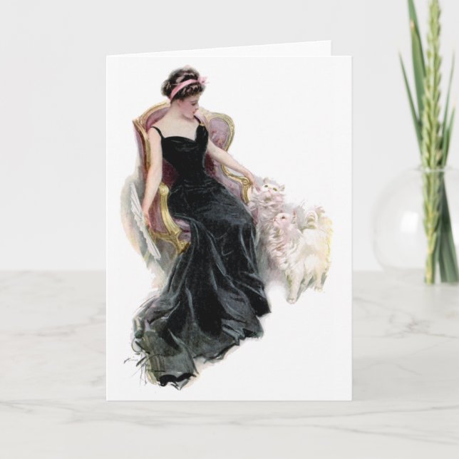 Carte Une dame et ses chats (Devant)