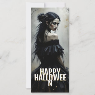 Carte Une dame mystique dans la forêt d'Halloween sombre