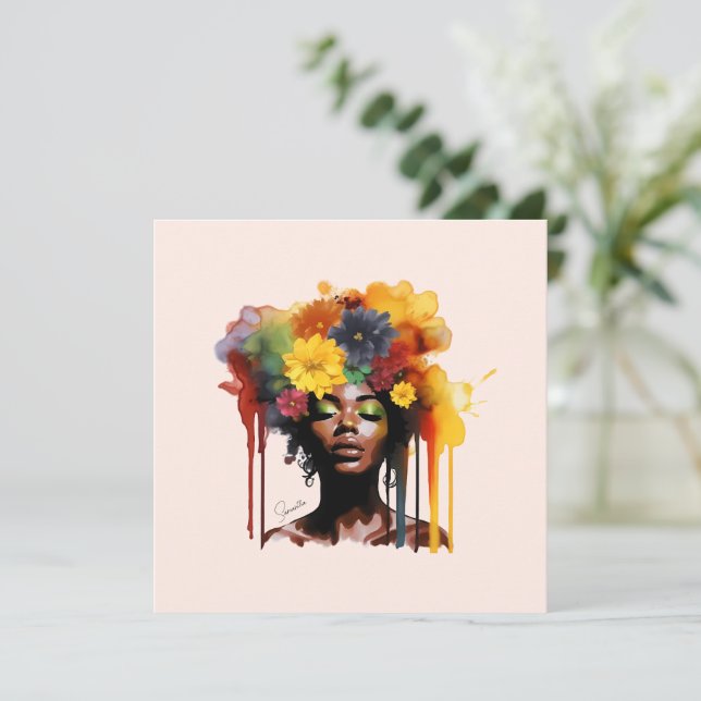 Carte Une femme afro-américaine avec les cheveux d'afro- (Debout devant)
