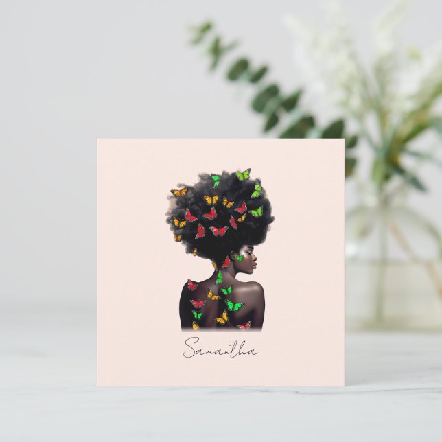 Carte Une femme afro-américaine avec un Afro rempli de p (Debout devant)