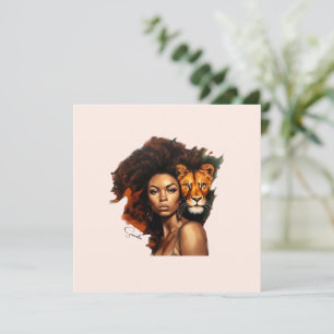 Carte Une femme afro-américaine avec un lion majestueux