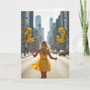 Carte Une Femme De Chicago Avec Ballons D'Anniversaire