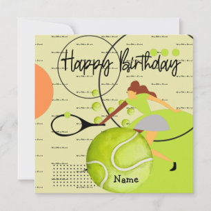 Carte Une femme de tennis joue à Happy Birthday sur jaun