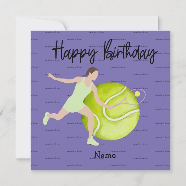 Carte Une femme de tennis joue Joyeux Anniversaire pour  (Devant)