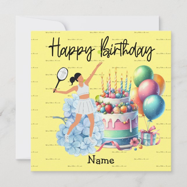 Carte Une femme de tennis joue Joyeux Anniversaire pour  (Devant)