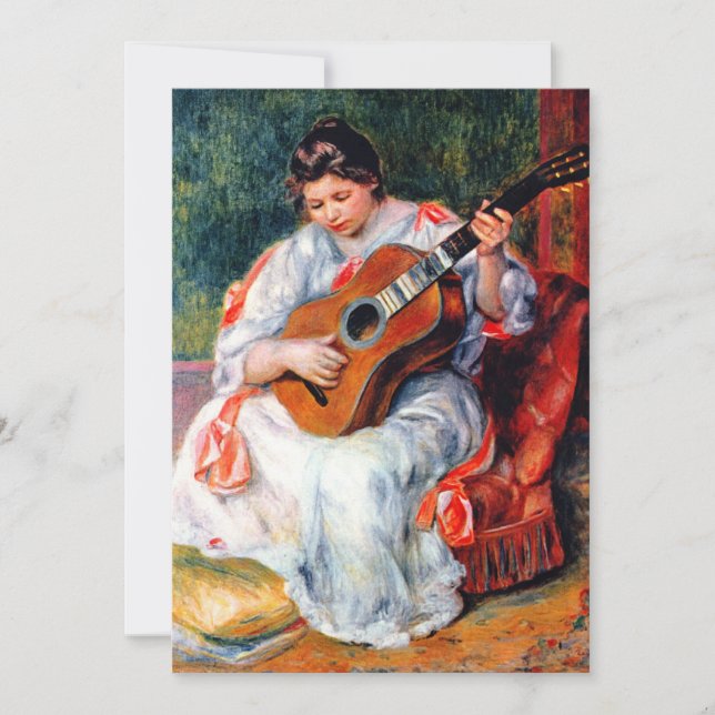 Carte Une femme jouant à la guitare par Pierre Renoir (Devant)