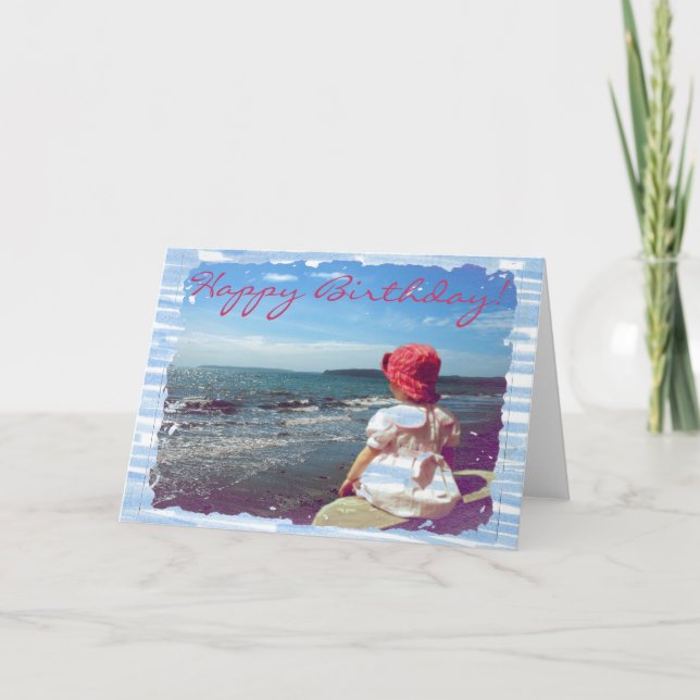 Carte Une fille au bord de la mer (Devant)