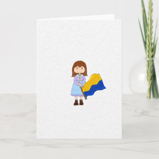 Carte Une fille brandissant le drapeau ukrainien (Devant)