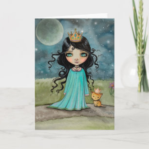 Carte Une fille et sa princesse Big Eye Art de chat
