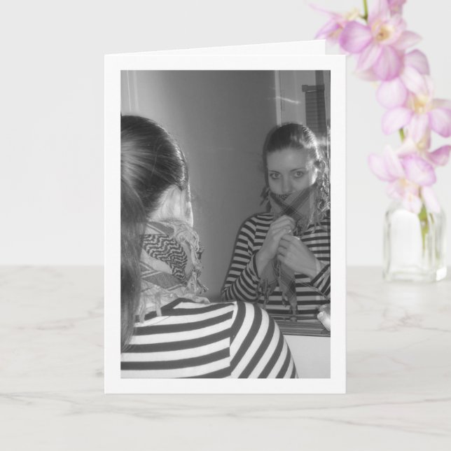 Carte Une fille regardant dans le portrait miroir (Orchidée)