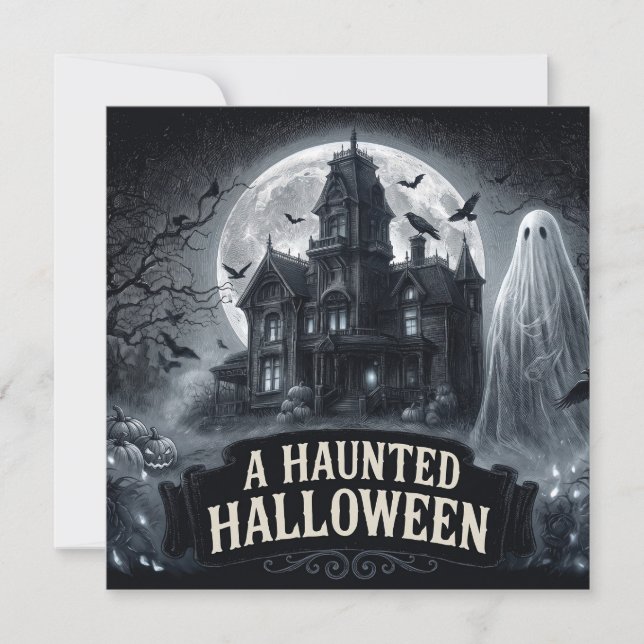 Carte Une illustration gothique vintage d'Halloween hant (Devant)