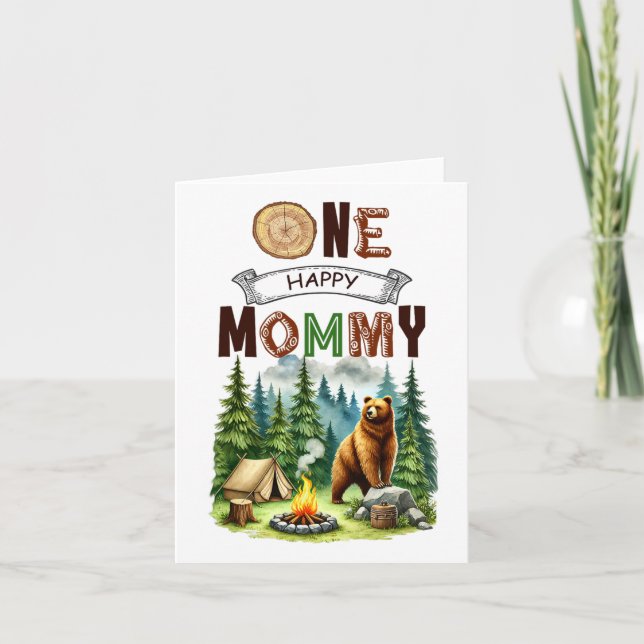 Carte Une joyeuse maman Camper Premier Anniversaire Camp (Devant)