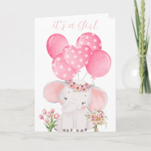 Carte Une main adorable illustrée "c'est une fille"