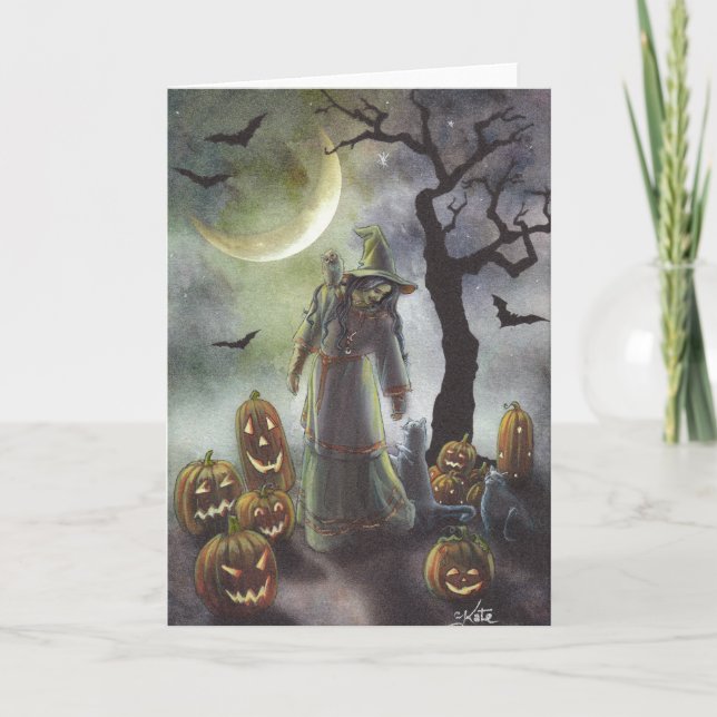 Carte Une marche brumeuse à Halloween. (Devant)