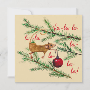 Carte Une minuscule souris décore l'arbre de Noël