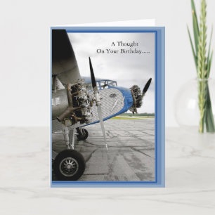Carte Une pensée d'anniversaire... Trimoteur