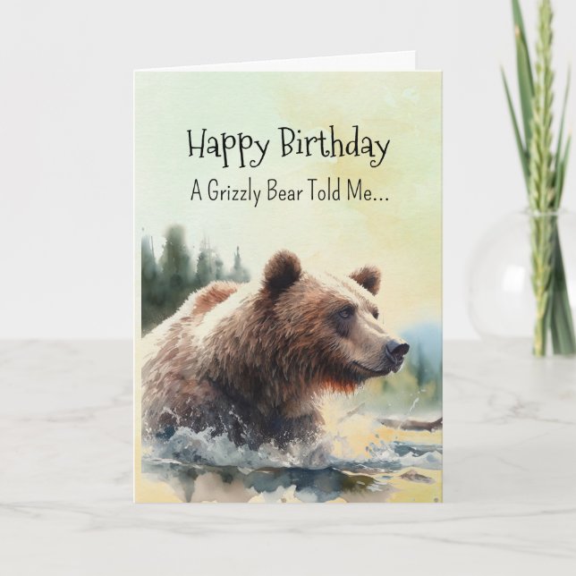 Carte Une personnalité grizzly Ours Anniversaire Animaux (Devant)