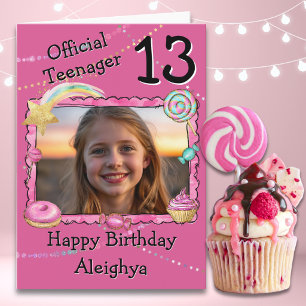 Carte Une photo Fille Officiel Adolescente 13e Anniversa