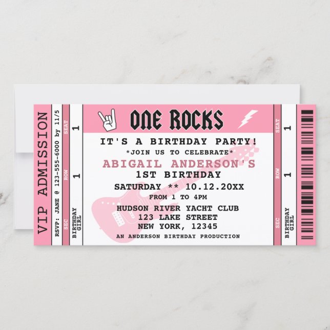 CARTE UNE ROCHE CONCERT TICKET 1ER ANNIVERSAIRE INVITATI (Devant)