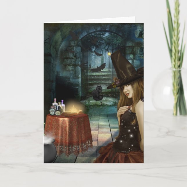 Carte Une sorcière d'Halloween à la vie belle (Devant)
