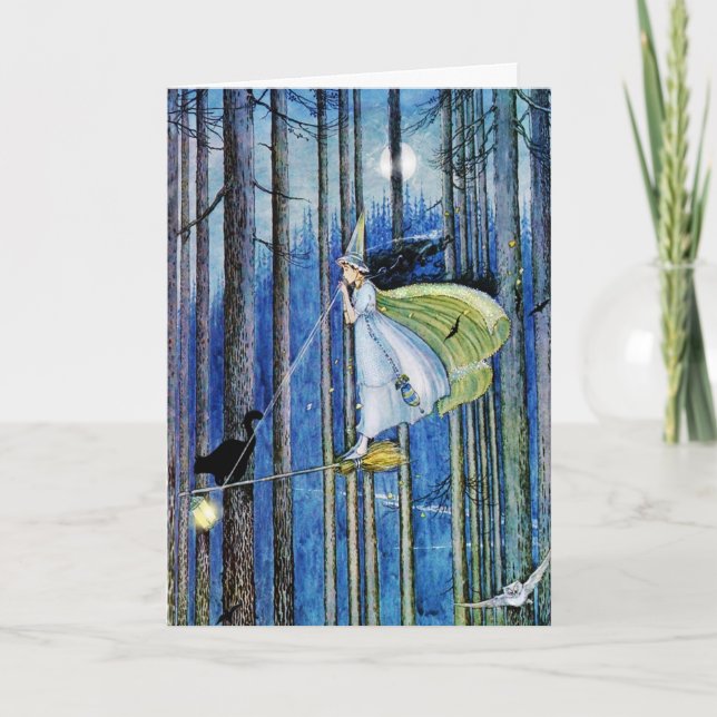 Carte Une sorcière sur son broom (Devant)