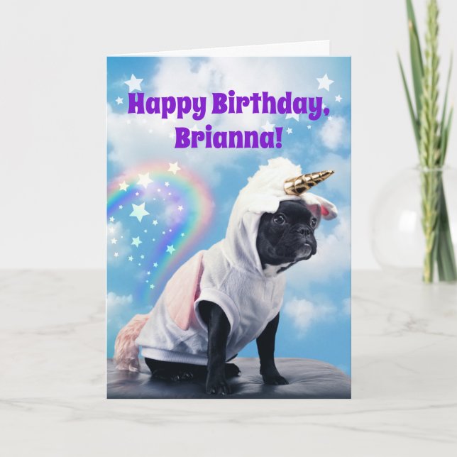 Carte Unicorn Chien Farting Rainbows Pour Anniversaire A (Devant)