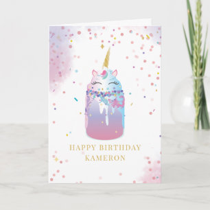 Carte Unicorn Crazy Milkshake Fille Anniversaire 